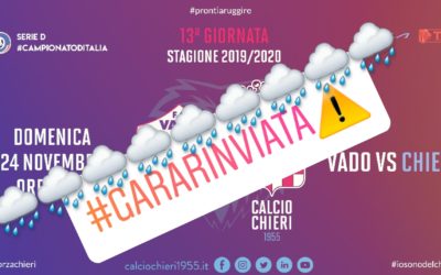 Rinviata Vado-Chieri e anche tutta l’attività regionale